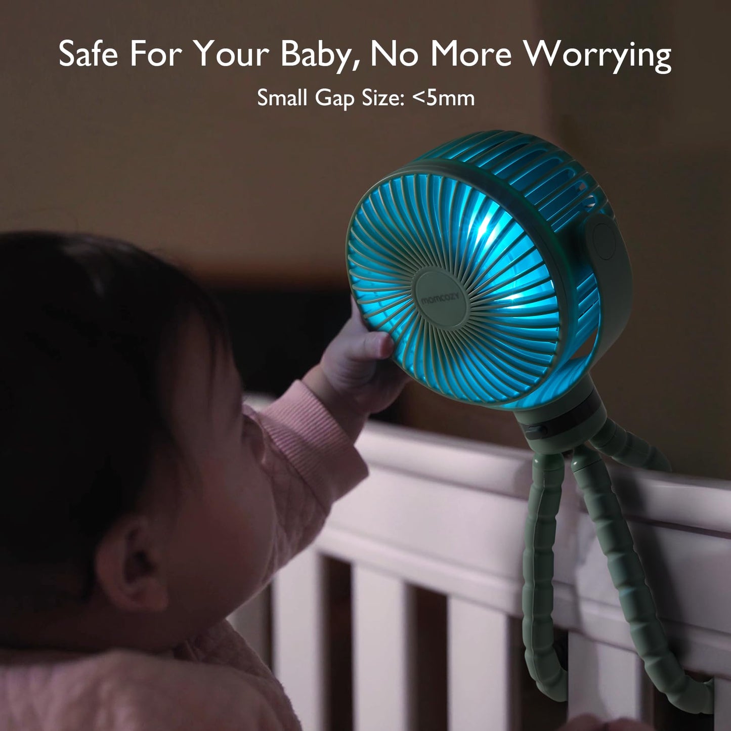 Momcozy 8000mAh Portable Stroller Fan | 27H Ultra-long Battery Life