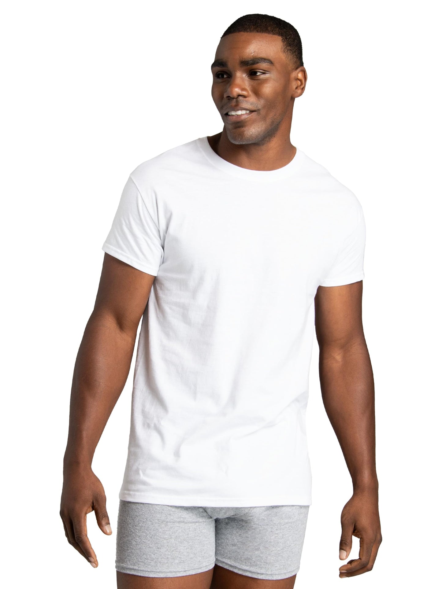 Fruit of The Loom Men's Crew Tee Undershirts, Moisture Wicking & Tag Free, Also Available in Big & Tall
