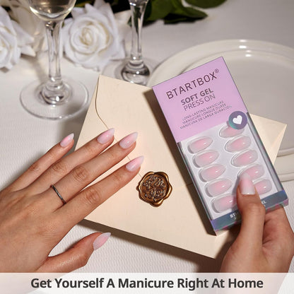 BTArtbox Press On Nails, Vanilla Cream, Short Square, Ombre Peach, 32Ct