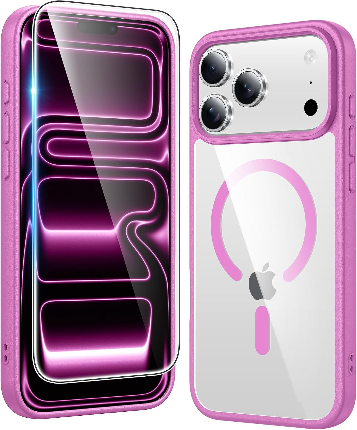 FNTCASE for iPhone 17 Pro Case Clear Magnetic with Screen Protector