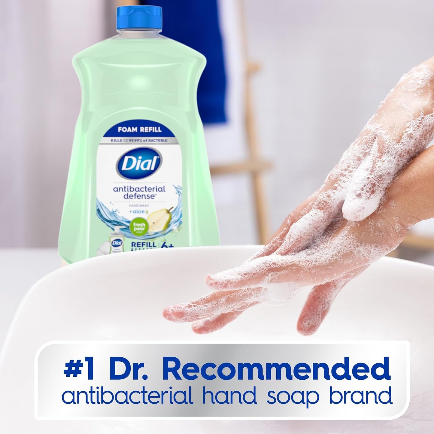 Dial Antibacterial Defense Foaming Hand Soap Refill, Spring Water, 52 Fl Oz