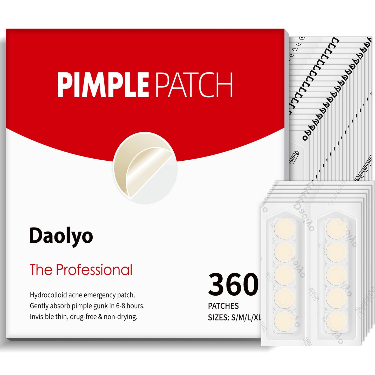 Daolyo 6 Sizes 142 Counts Large Acne Pimple Patches for Face