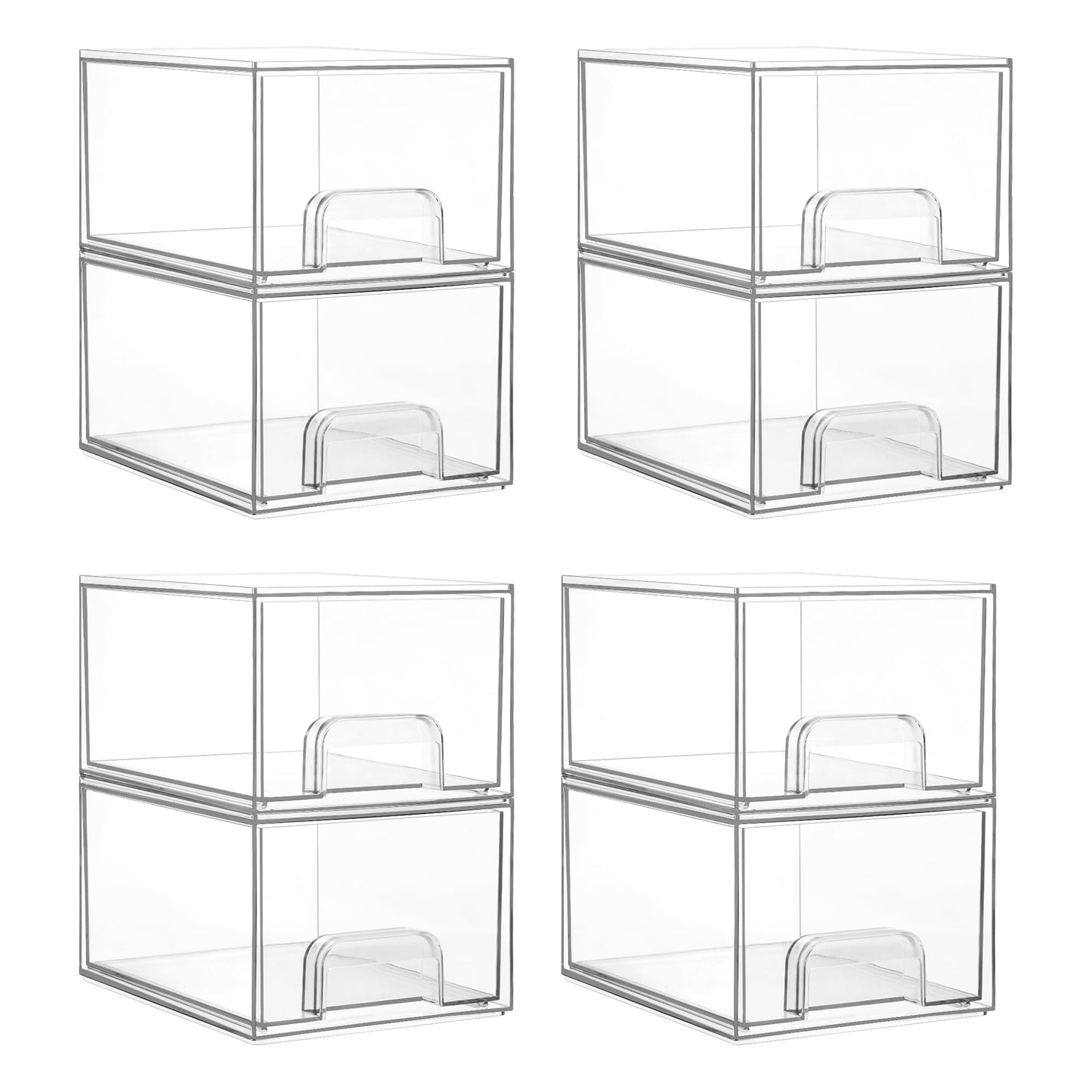 Vtopmart 2 Pack Small Clear Stackable Storage Drawers for Desk, Countertop