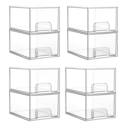 Vtopmart 2 Pack Small Clear Stackable Storage Drawers for Desk, Countertop