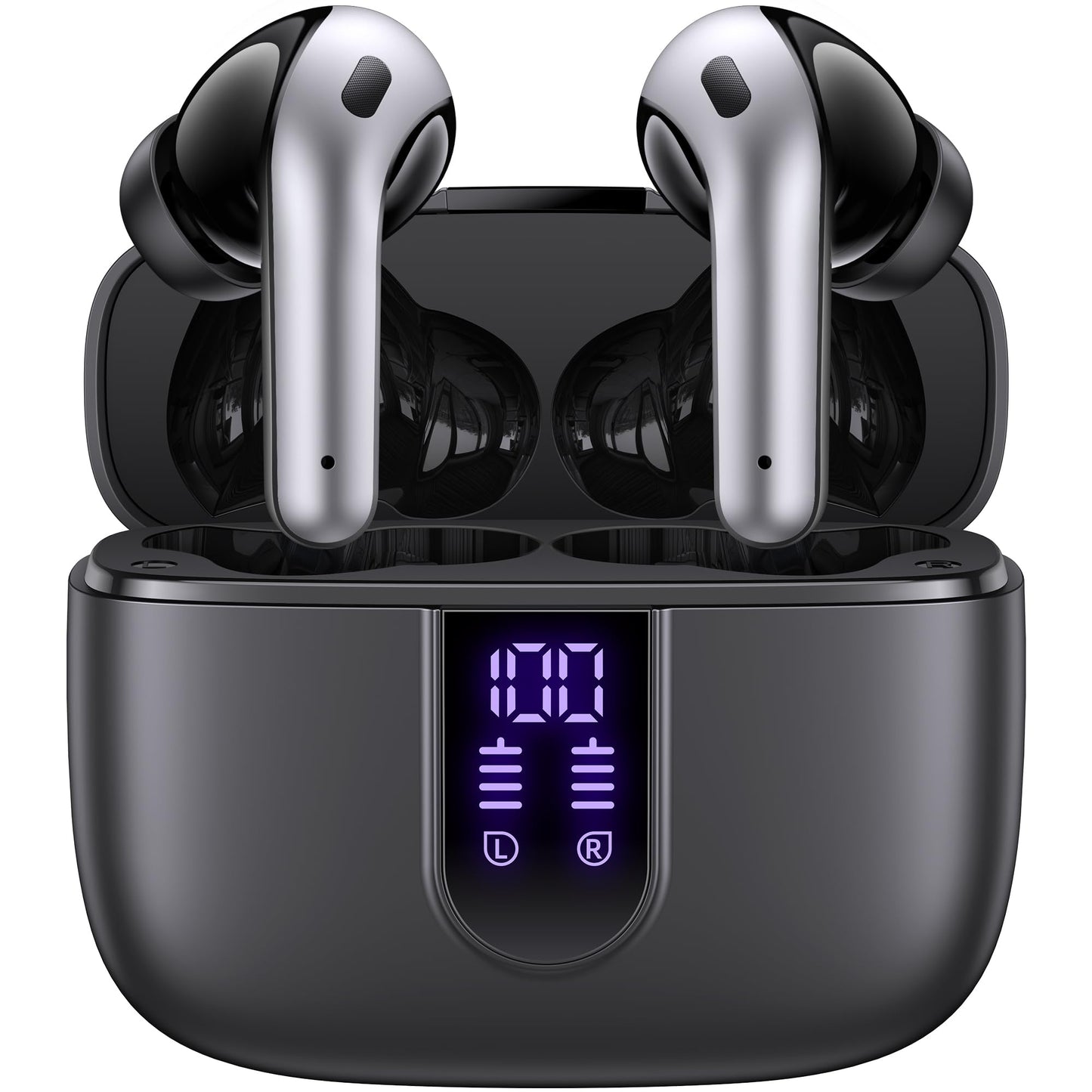 TAGRY Bluetooth Headphones True Wireless Earbuds 60H Playback LED Power Display Earphones with Wireless Charging Case IPX5 Waterproof in-Ear Ear buds with Mic for TV Smart Phone Laptop Computer Sports