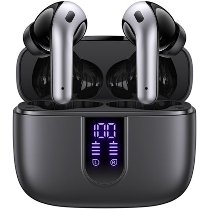 TAGRY Bluetooth Headphones True Wireless Earbuds 60H Playback LED Power Display Earphones with Wireless Charging Case IPX5 Waterproof in-Ear Ear buds with Mic for TV Smart Phone Laptop Computer Sports