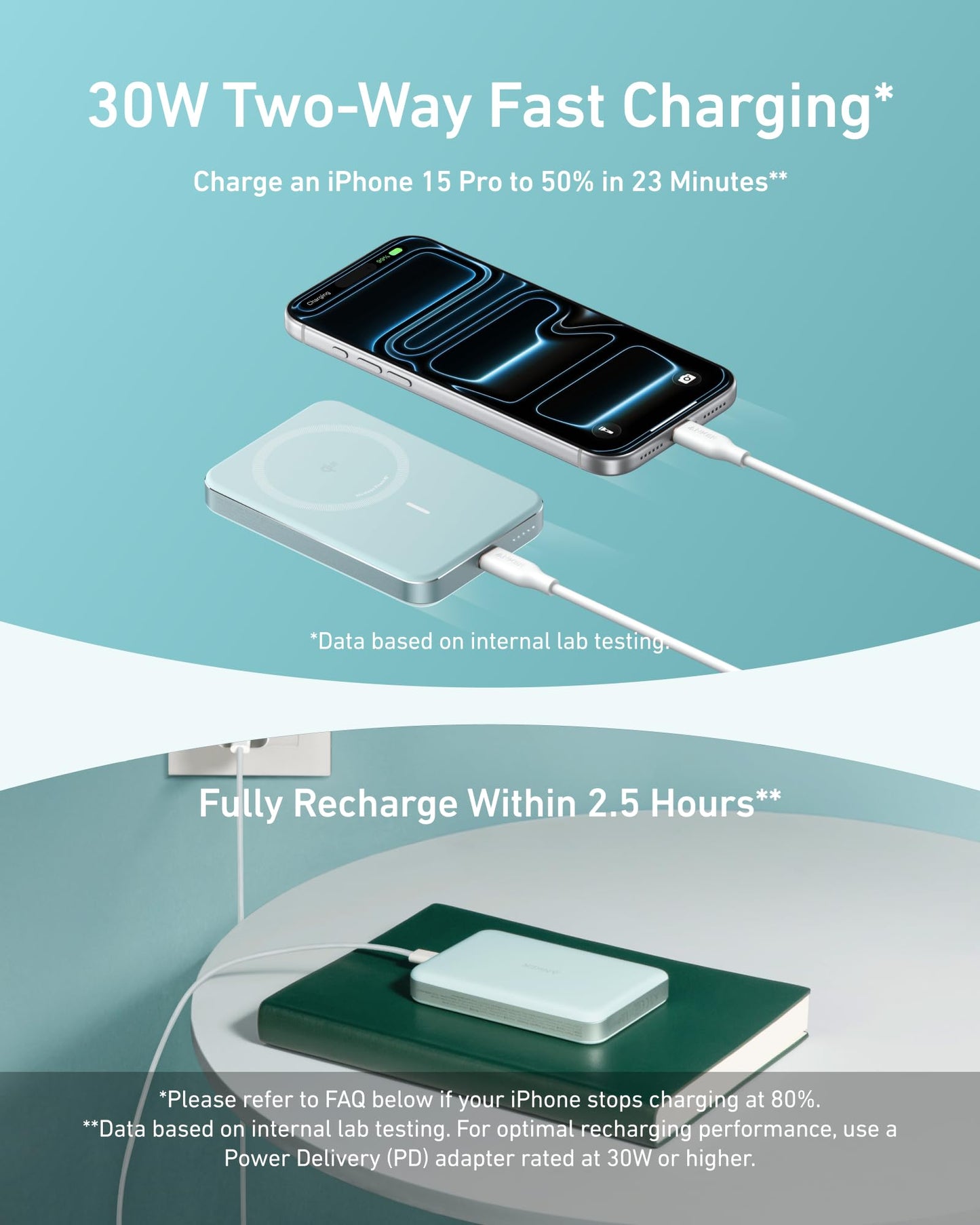 Anker MagGo Power Bank, 10,000mAh Qi2-Certified 15W Portable Charger