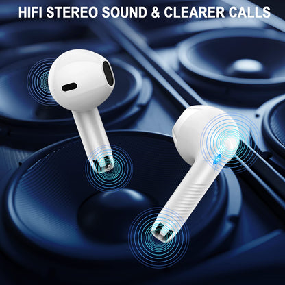 Wireless Earbuds, Bluetooth 5.4 Ear Buds, LED Power Display, 6D Bass Stereo