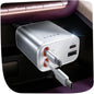 LISEN Retractable Car Charger, 84W Car Charger USB C Fast Charge, 4 in 1