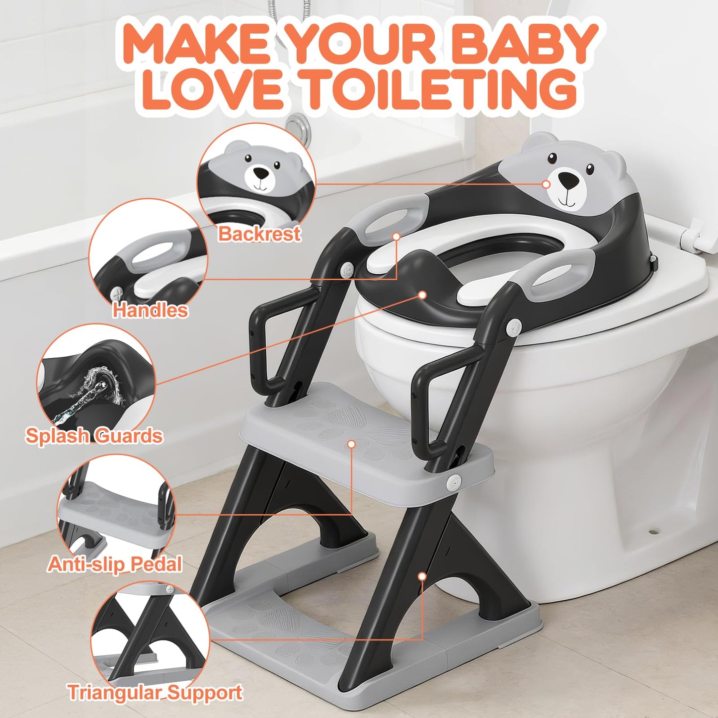 Potty Training Toilet for Toddlers, 2-in-1 Potty Training seat, Anti-Slip