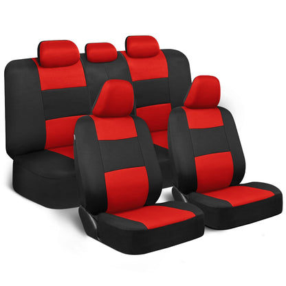 BDK PolyPro Car Seat Covers Full Set in Solid Black, Front and Rear Split Bench Seat Covers for Cars, Easy to Install Car Seats Cover Set and Accessories for Auto Trucks Van SUV - Solid Black