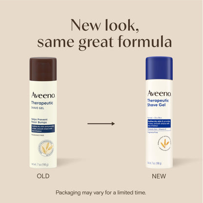 Aveeno Therapeutic Shave Gel with Oat and Vitamin E to Help Prevent Razor Bumps and Soothe Dry and Sensitive Skin, No Added Fragrances and Non-Comedogenic, 7 oz (Pack of 3)