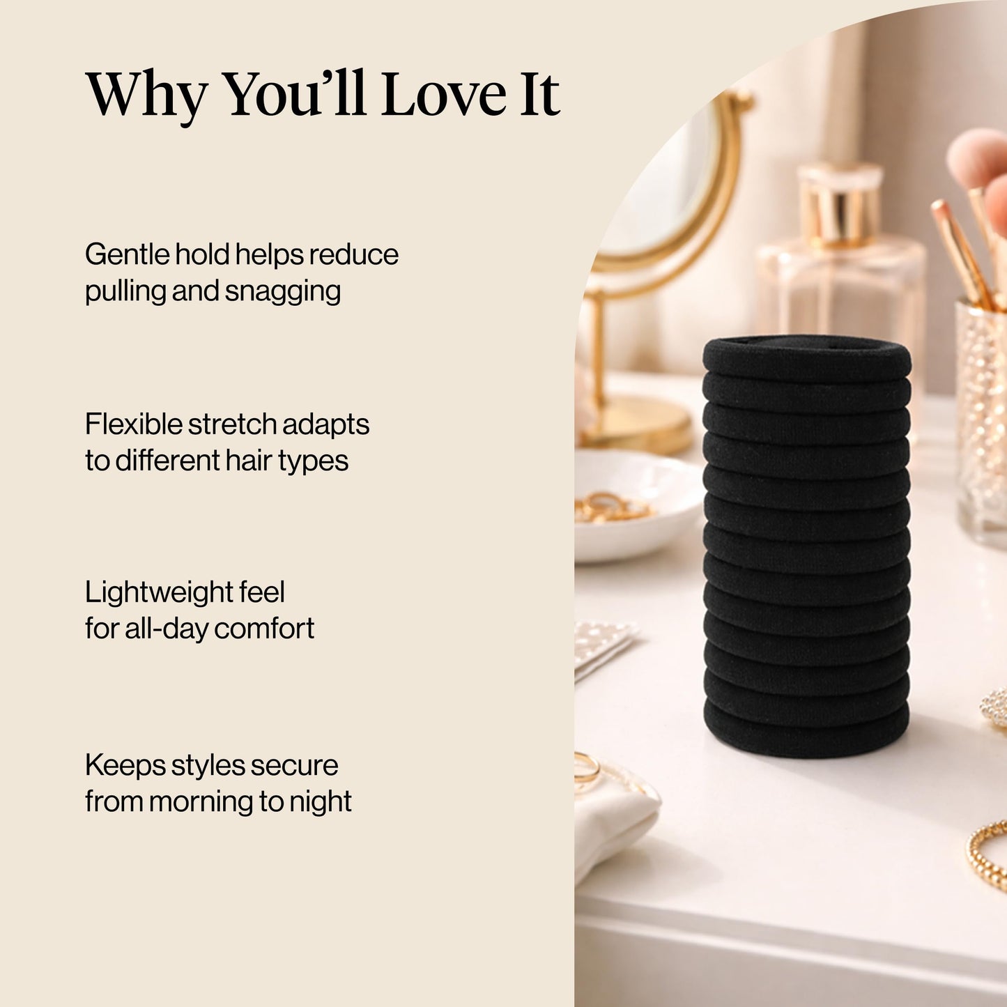 Kitsch Elastic Hair Ties No Damage | Stretchable Hair Bands - Neutral 12pcs