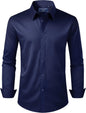 Alimens & Gentle Men's Dress Shirt Regular Fit Stretch Stain Shield Long Sleeve Solid Business Wedding Button Down Shirts