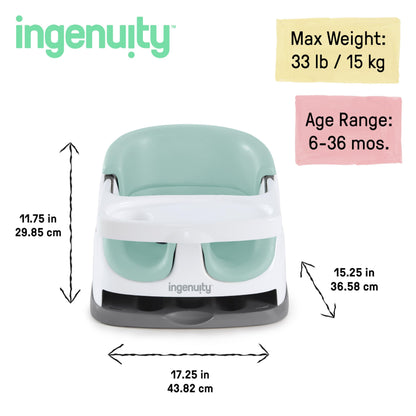 Ingenuity Baby Base 2-in-1 Booster Feeding and Floor Seat with Self-Storing Tray - Cashmere