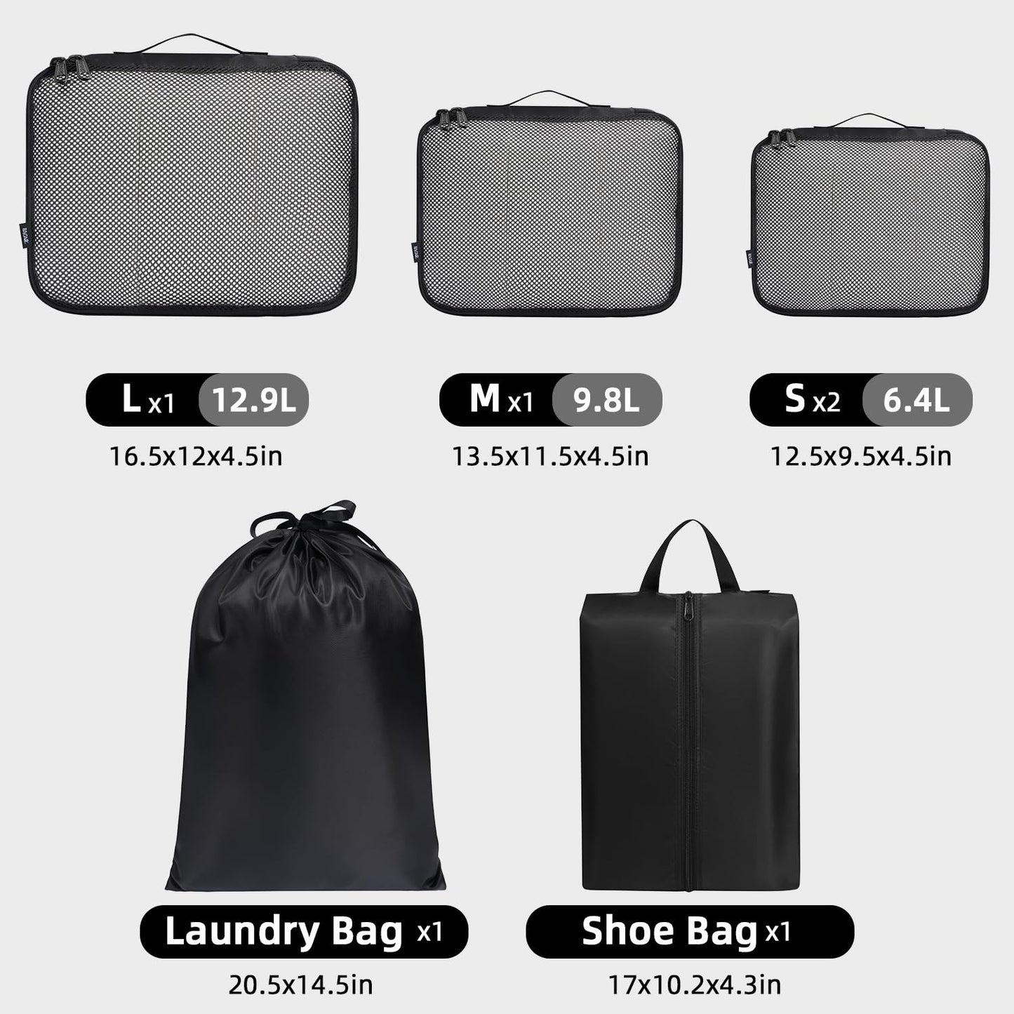 BAGAIL 8 Set Packing Cubes Luggage Packing Organizers for Travel Accessories-Cream