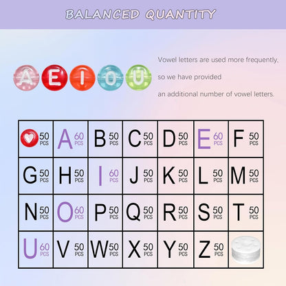 Looconi 810pcs Gold Letter Beads Square 6x6mm White Cube Acrylic Alphabet A-Z with Heart Pattern and Crystal Line for Jewelry Making