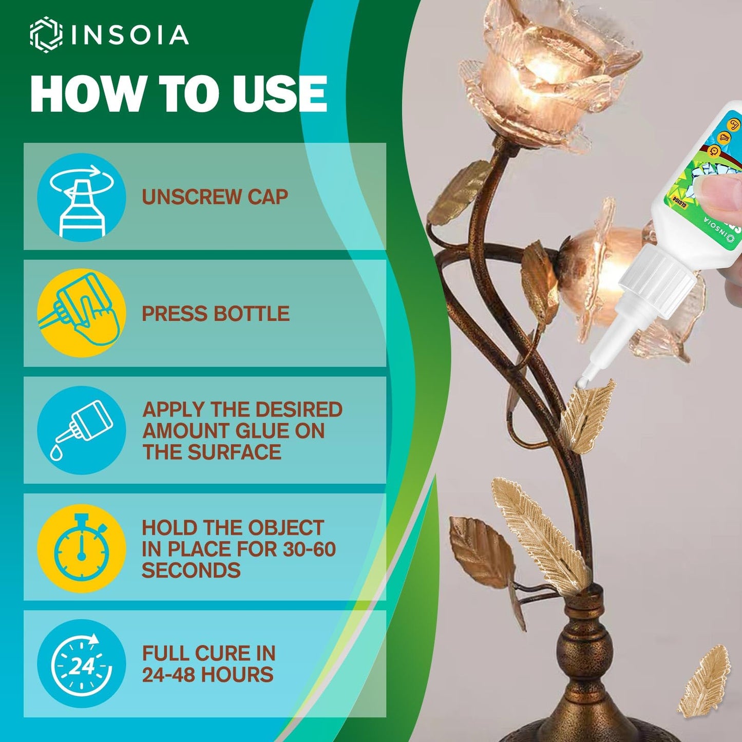 INSOIA Super Medium CA Glue, 20g, Strong Bond, with Precision Tips