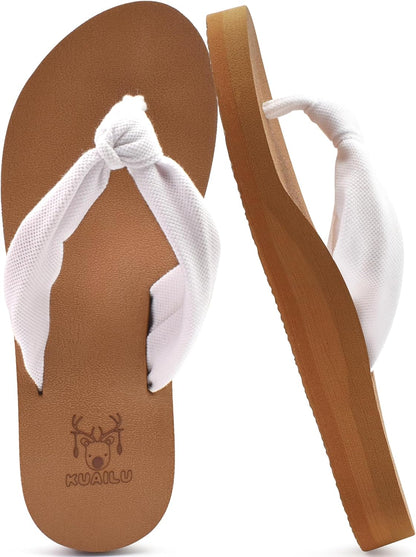 KuaiLu Flip Flops for Women with Arch Support Summer Beach Thong Sandals