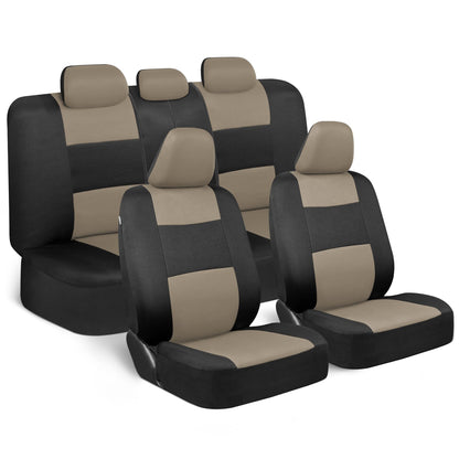 BDK PolyPro Car Seat Covers Full Set in Solid Black, Front and Rear Split Bench Seat Covers for Cars, Easy to Install Car Seats Cover Set and Accessories for Auto Trucks Van SUV - Solid Black