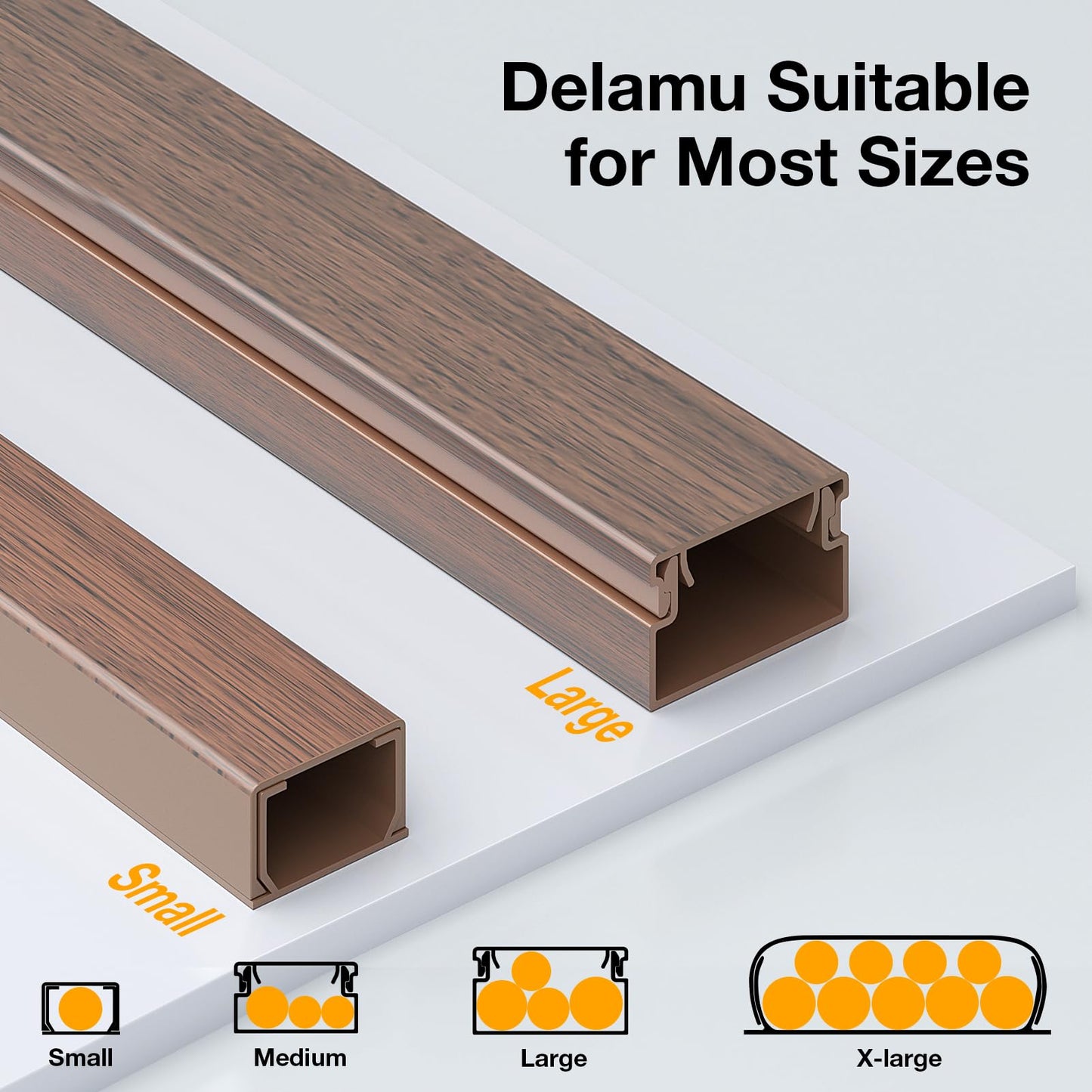 Wire Hider, 157in Delamu Cord Hider Wall, Paintable Wire Covers for Cords, TV Cable Hider Wall Kit, Cable Covers Raceway, Cable Management Hide TV Cords for Wall Mount TV, 10XL15.7 W0.95 H0.55in Brown