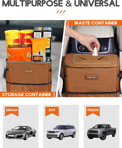 HOTOR Car Trash Can, Leakproof Car Organizer, 2-Gallon, Black
