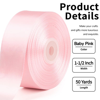Mauproy Dusty Rose Satin Ribbon, 1-1/2 Inch, 50 Yards