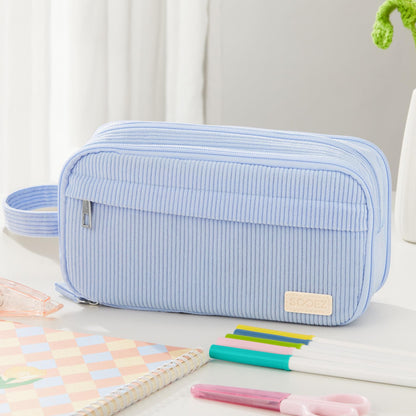 Sooez High Capacity Pencil Case, Soft Corduroy Pencil Pouch