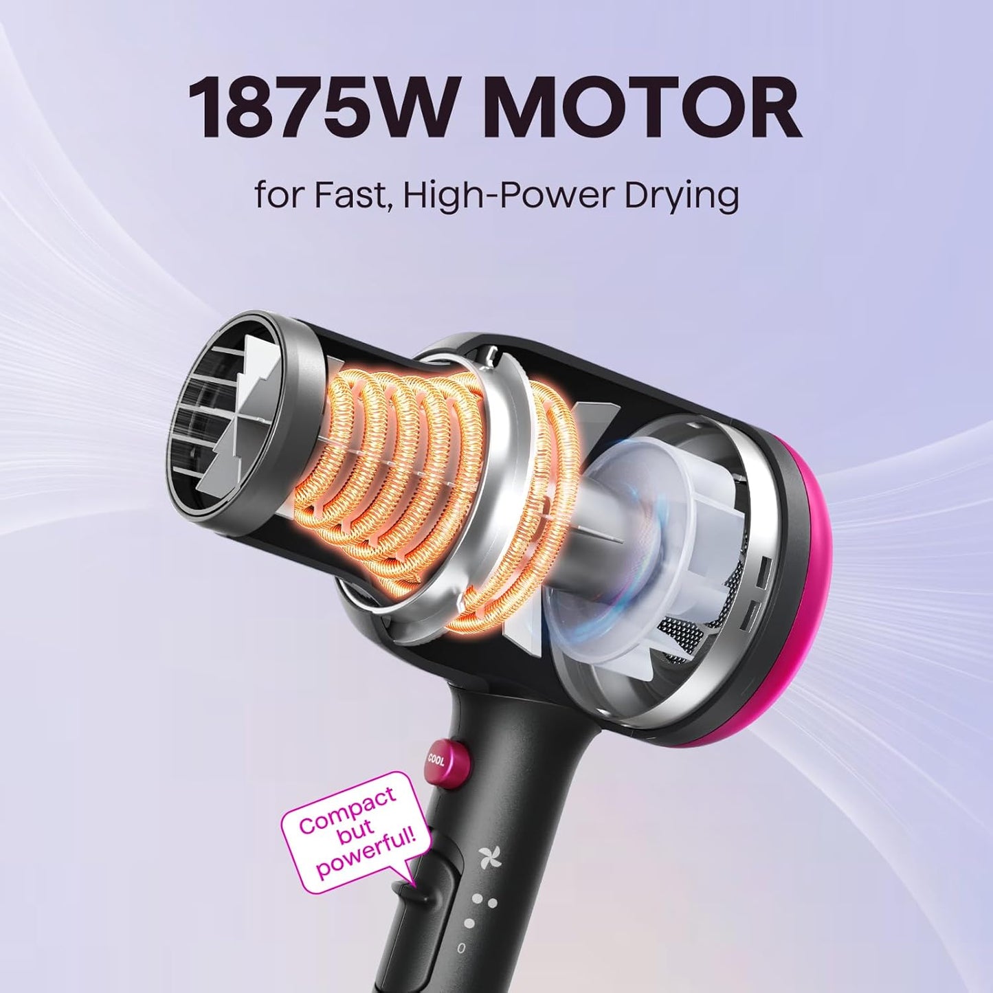 Wavytalk Blown Away Ionic Hair Dryer with Diffuser for Curly Hair