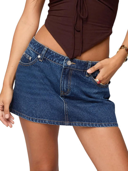 Danysu Stretchy Mini Skorts Low Waist Skirt with Shorts Side Slit Skirts
