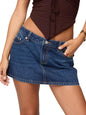 Danysu Stretchy Mini Skorts Low Waist Skirt with Shorts Side Slit Skirts