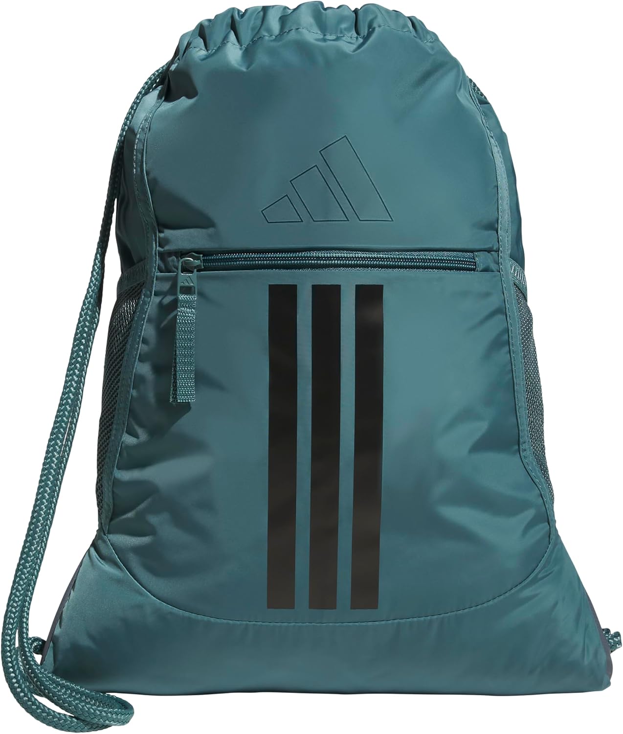 adidas Alliance Sackpack – Drawstring Backpack for Sports, Small Gym Bag, Preloved Teal Green/Black/3, OSFA