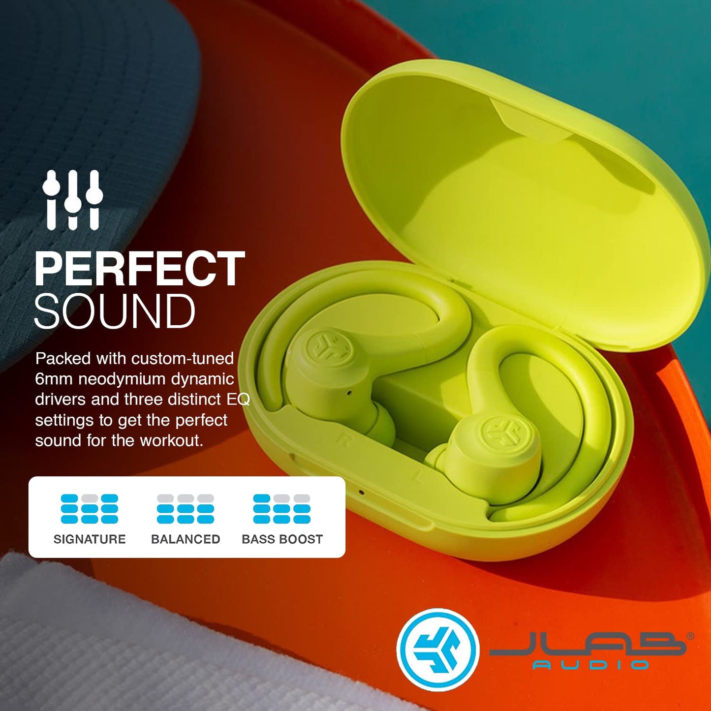 JLab, Go Sport+, True Wireless Workout Earbuds, Bluetooth Sport Earbuds, Clear Calling, Graphite