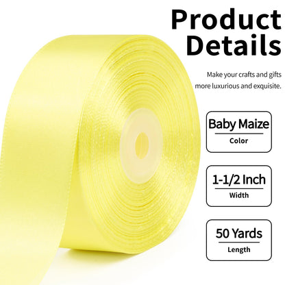 Mauproy Dusty Rose Satin Ribbon, 1-1/2 Inch, 50 Yards