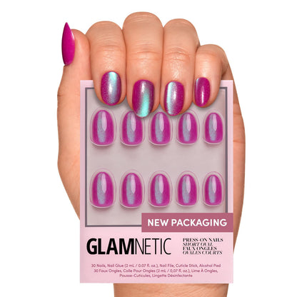 Glamnetic Press On Nails - Short Almond, Glossy Fake Nails 24 Pc Full Kit