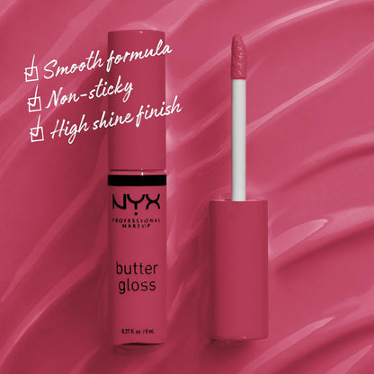 NYX PROFESSIONAL MAKEUP Butter Gloss, Non-Sticky Lip Gloss - Praline (Deep Nude)