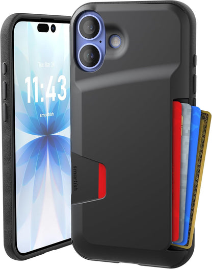 Smartish® iPhone 13 Wallet Case - Wallet Slayer Vol. 1 [Slim + Protective] Credit Card Holder - Drop Tested Hidden Credit Card Slot Cover for Apple iPhone 13 - Black Tie Affair