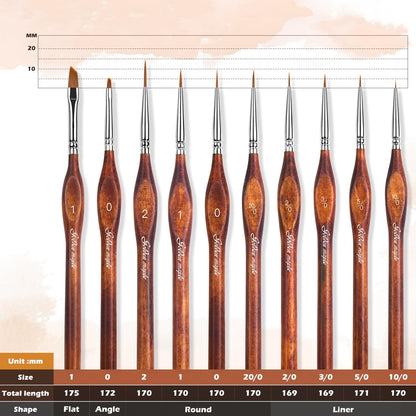 Golden Maple Detail Paint Brushes Set 10pcs