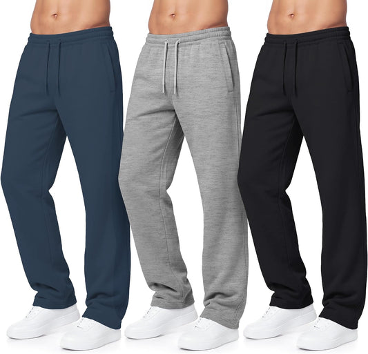 PURE CHAMP Sweatpants for Men 3 Pack Fleece Athletic Workout Joggers Mens Sweatpants with Zipper Pockets Size S-3XL