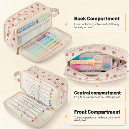 Cute Big Pencil Case Pouch Bag with Handle for Teen Girls Boy Gift
