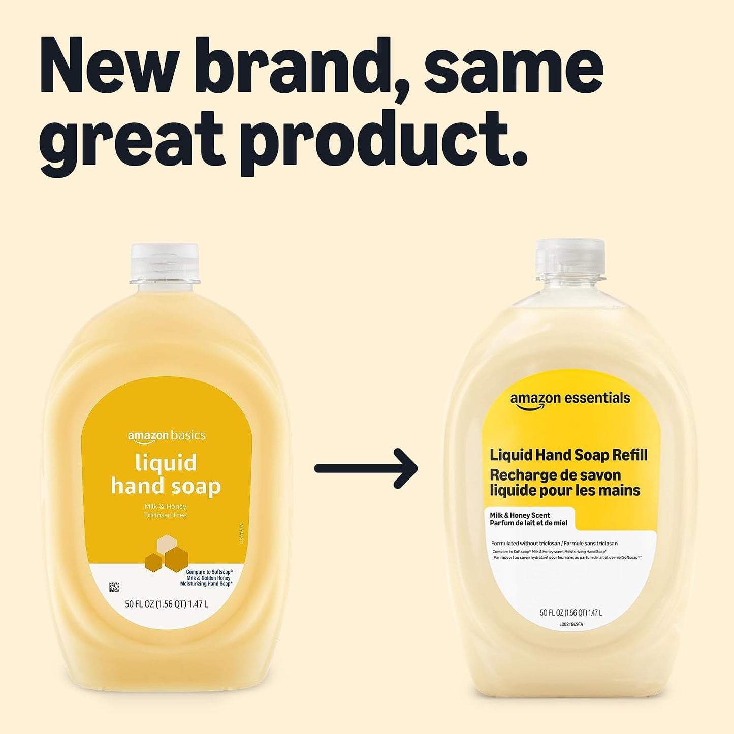 Amazon Basics Liquid Hand Soap Refill, Milk and Honey Scent, Triclosan-Free, pH Balanced, Dermatologist Tested, 50 Fluid Ounces, 2-Pack (Previously Solimo)