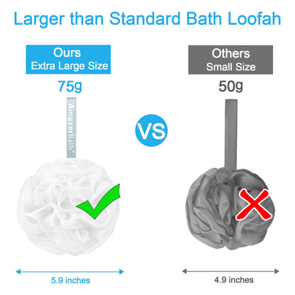 AmazerBath Loofah Sponge 75g/Piece, Loofah for Men Body Scrubber - Bath Sponge Loofa Set of 4 Black (Large)