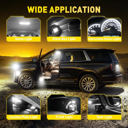 AUXITO 194 LED Bulbs for License Plate Light 168 175 2825 W5W T10 24-SMD 3014 Chipsets 6000K White for Car Dome Door Map Dash Courtesy Cargo License Plate Lights, Pack of 2