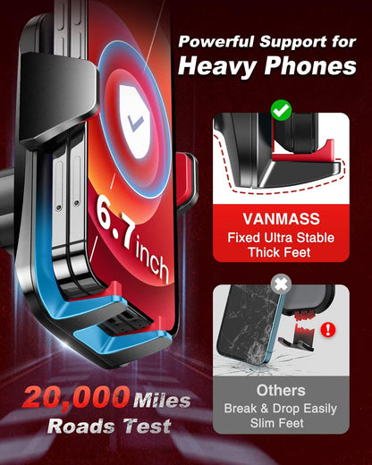 VANMASS【85+LBS Strongest Suction & Military-Grade Ultimate Car Phone Mount