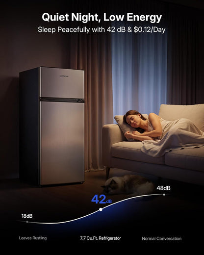 Upstreman 7.7 Cu.Ft. Refrigerator with Freezer Double Door Refrigerator