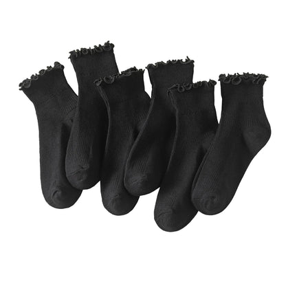 Hstyle 6 Pairs of Ruffle Socks Women, Cute Ruffle Ankle Socks