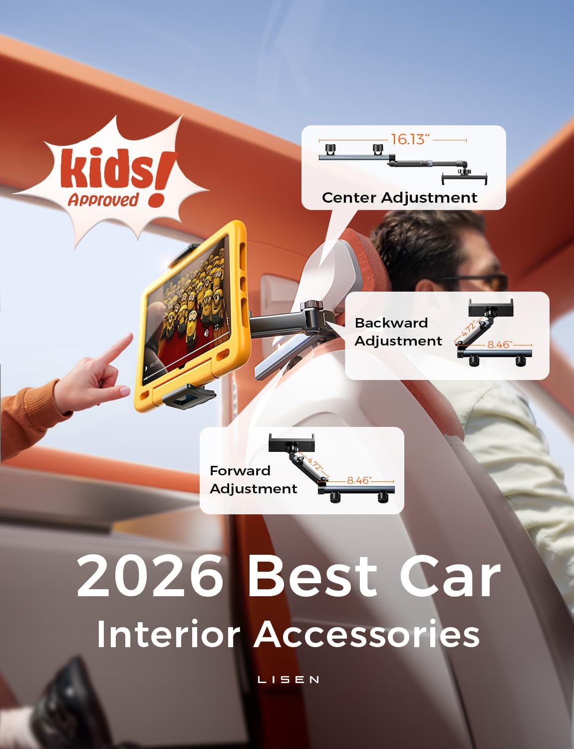 LISEN iPad Holder for Car Tablet Mount, Road Trip Essentials Kids Back Seat