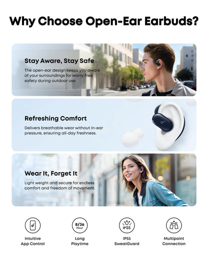 Soundcore V20i by Anker Open Ear Earbuds, Open Ear Headphones True Wireless