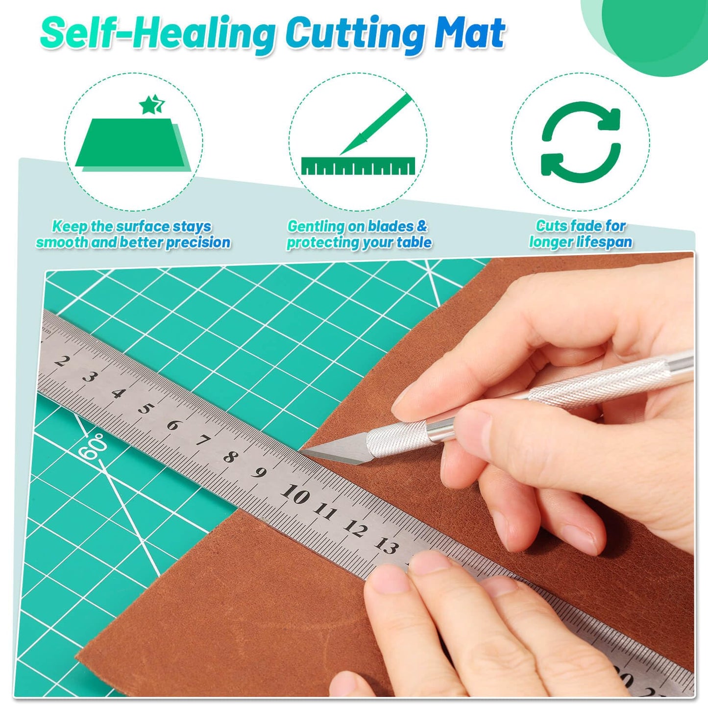 anezus Self Healing Sewing Mat, 12inch x 18inch Rotary Cutting Mat Double Sided 5-Ply Craft Cutting Board for Sewing Crafts Hobby Fabric Precision Scrapbooking Project