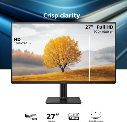 Philips 27 Inch Computer Monitor FHD 180Hz IPS HDR10, 27E2G2200